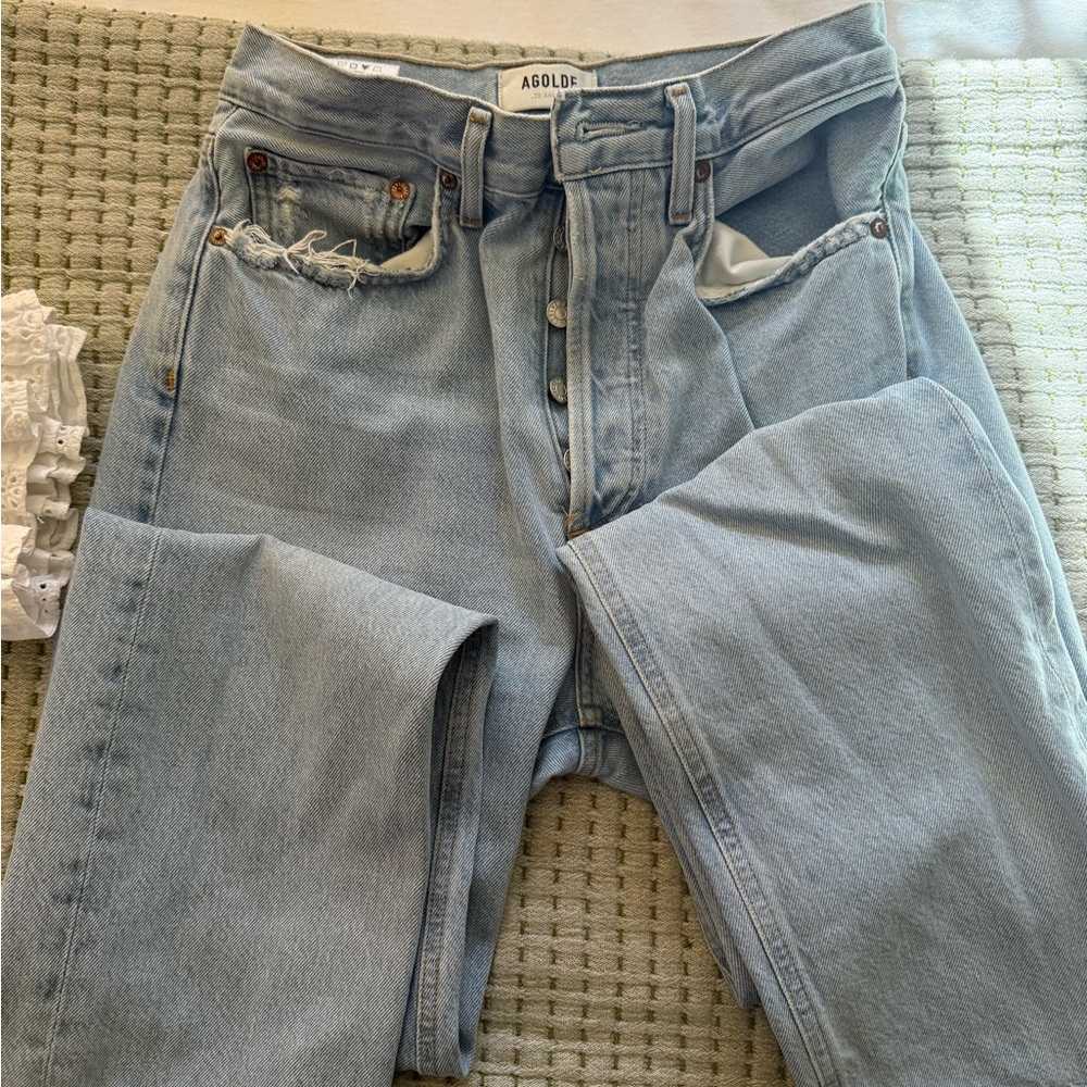 Agolde High Rise Light Blue Jeans - Picture 2 of 2